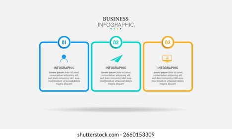 Thin line flat infographic design elements and number options.Timeline with 3 steps or process. Vector business template for presentations.