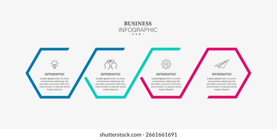 Flache Infografik-Design-Elemente und Zahlenoptionen.Zeitleiste mit 4 Schritten oder Prozess. Vektor-Geschäftsvorlage für Präsentationen.