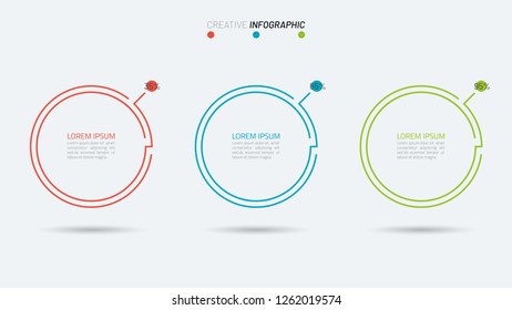 Thin line flat infographic element with 3 options, label, chart. Vector illustration.