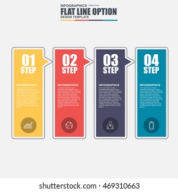 Thin line flat marketing infographic elements vector template. Can be used for workflow, business concept with 4 options, parts, steps or processes, number options, diagram, chart, data visualization.