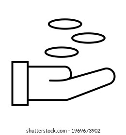 Thin line flat money in hand icon on a white background. Royalty-free.