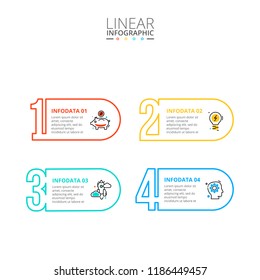 Thin line flat numbers infographic. Template for diagram, graph, presentation and chart. Business concept with 4 options, parts, steps or processes. Stroke icons