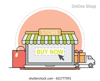 Thin line flat online store
