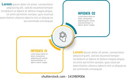 Thin line flat square box for infographic. business concept with 2 options, steps or processes. Vector template.