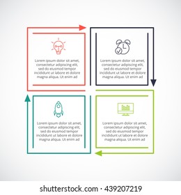 Thin line flat square for infographic. Template for diagram, graph, presentation and chart. Business concept with 4 options, parts, steps or processes. Data visualization.