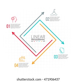 Thin line flat square for infographic. Template for diagram, graph, presentation and chart. Business concept with 4 options, parts, steps or processes. Data visualization.