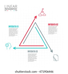 Thin Line Flat Triangle For Infographic. Template For Diagram, Graph, Presentation And Chart. Business Concept With 3 Options, Parts, Steps Or Processes. Data Visualization.