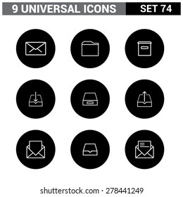 Thin line flat Universal Icons set. Big package of modern minimalist, thin line icons. Design elements for mobile and web applications.