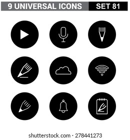 Thin line flat Universal Icons set. Big package of modern minimalist, thin line icons. Design elements for mobile and web applications.