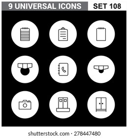 Thin line flat Universal Icons set. Big package of modern minimalist, thin line icons. Design elements for mobile and web applications.