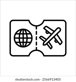 thin line flight ticket icon for travel website. lineart simple trend modern minimal logotype graphic stroke art design web element isolated on white. concept of boarding pass for business travel
