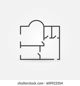 Thin line floor plan icon - vector minimal floorplan symbol or design element