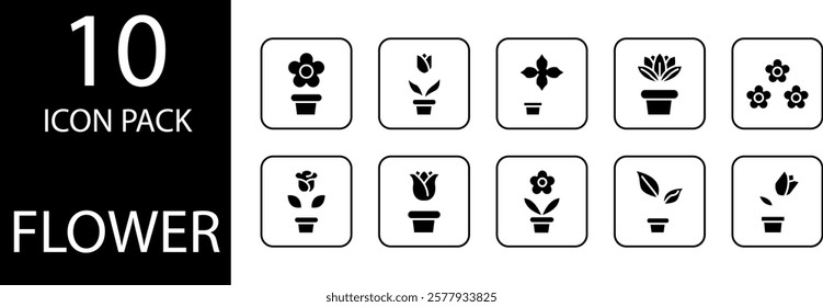 Thin line flower icon design with natural shape, suitable for nature themed designs.