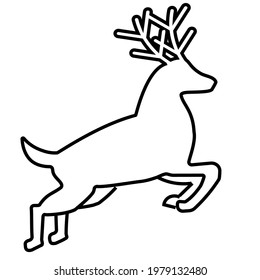 Thin line flying reindeer vector icon on a white background. Fully editable and royalty-free.