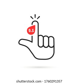 thin line forefinger with high glucose level. concept of diagnosis or result or reaction to blood sugar. linear flat modern simple prediabetes logotype graphic art design isolated on white background