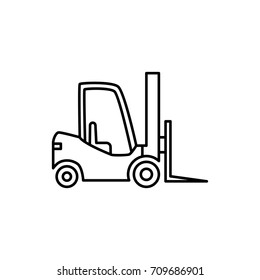 thin line forklift icon on white background