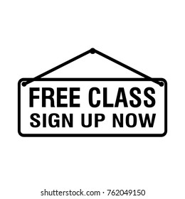 Thin Line Free Class Sign Up Now Label Icon