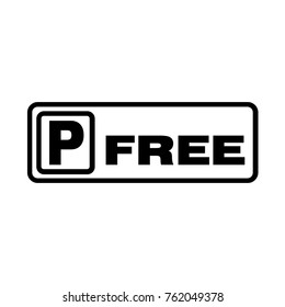 Thin line free parking label icon