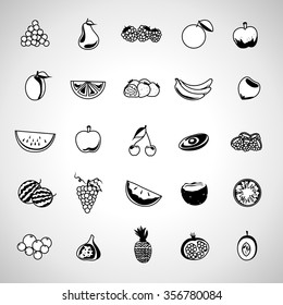 Thin Line Fruits Icons Set - Isolated On Background - Vector Illustration, Graphic Design. For Web, Websites, Print, Presentation Templates, Mobile Applications And Promotional Materials