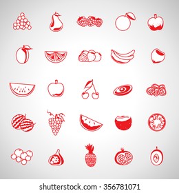 Thin Line Fruits Icons Set - Isolated On Background - Vector Illustration, Graphic Design. For Web, Websites, Print, Presentation Templates, Mobile Applications And Promotional Materials