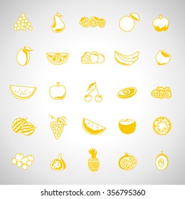 Thin Line Fruits Icons Set - Isolated On Background - Vector Illustration, Graphic Design. For Web, Websites, Print, Presentation Templates, Mobile Applications And Promotional Materials