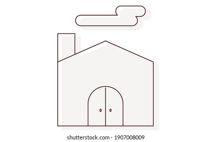 Thin line funeral icon, crematorium