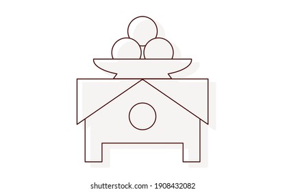 Thin line funeral icon, pillow dumpling