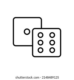 Icono de dados de juego de línea delgada sobre fondo blanco - Ilustración vectorial