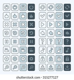 Thin line game icons buttons interface, ui