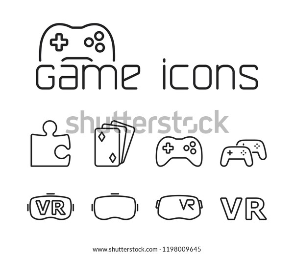Thin Line Game Icons Set On Stock Vector Royalty Free