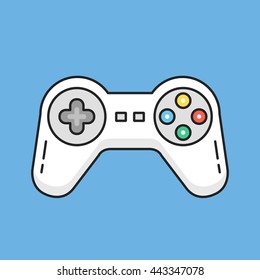 Thin line gamepad icon. White game controller icon. Modern clean flat design graphic elements for banners, websites, mobile app, infographics, printed materials. Vector illustration