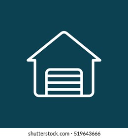 thin line garage icon on white background