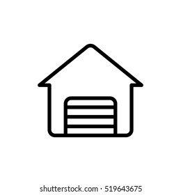 thin line garage icon on white background