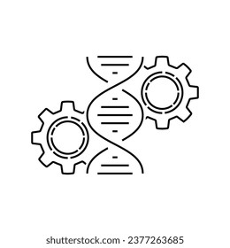 thin line gene and gear like dna editing icon. concept of error correction or molecule cloning or sequencing. flat linear trend modern logotype graphic stroke design isolated on white background