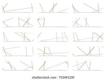Thin line geometrical pattern over white flyer collection. Vector illustration