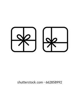 thin line gift icon on white background