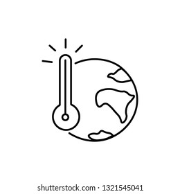 thin line global warming icon on white background