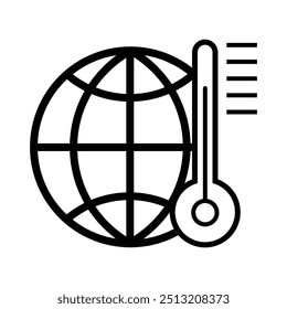 dünne Linie Symbol für globale Erwärmung auf weißem Hintergrund