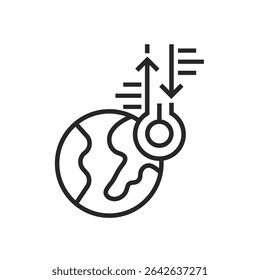Thin line global warming icon on white background.