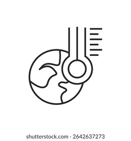 Thin line global warming icon on white background.
