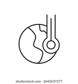 Thin line global warming icon on white background.