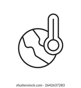 Thin line global warming icon on white background.