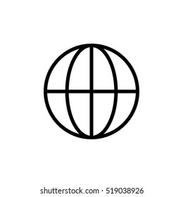 thin line globe icon on white background