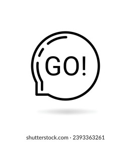 thin line go speech bubble like action. abstract style trend modern move logotype graphic web design element isolated on white background. concept of choice of direction or call to direction badge