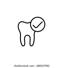 thin line good tooth, ok icon on white background