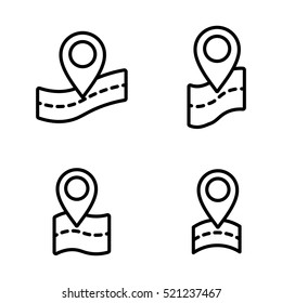 thin line google map, search, pin point, location icon on white background