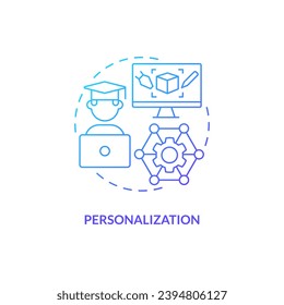 Thin line gradient icon representing personalization in AI, isolated vector illustration, innovation in education.