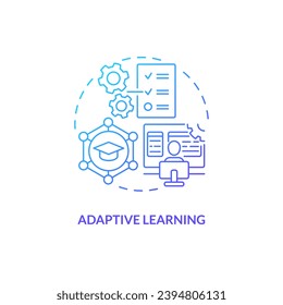 Thin line gradient icon representing adaptive learning in AI, isolated vector illustration, futuristic education.