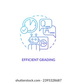 Thin line gradient icon representing efficient grading in AI education, isolated vector illustration, innovation in education.