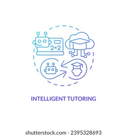 Thin line gradient icon representing intelligent tutoring in AI, isolated vector illustration, futuristic education.